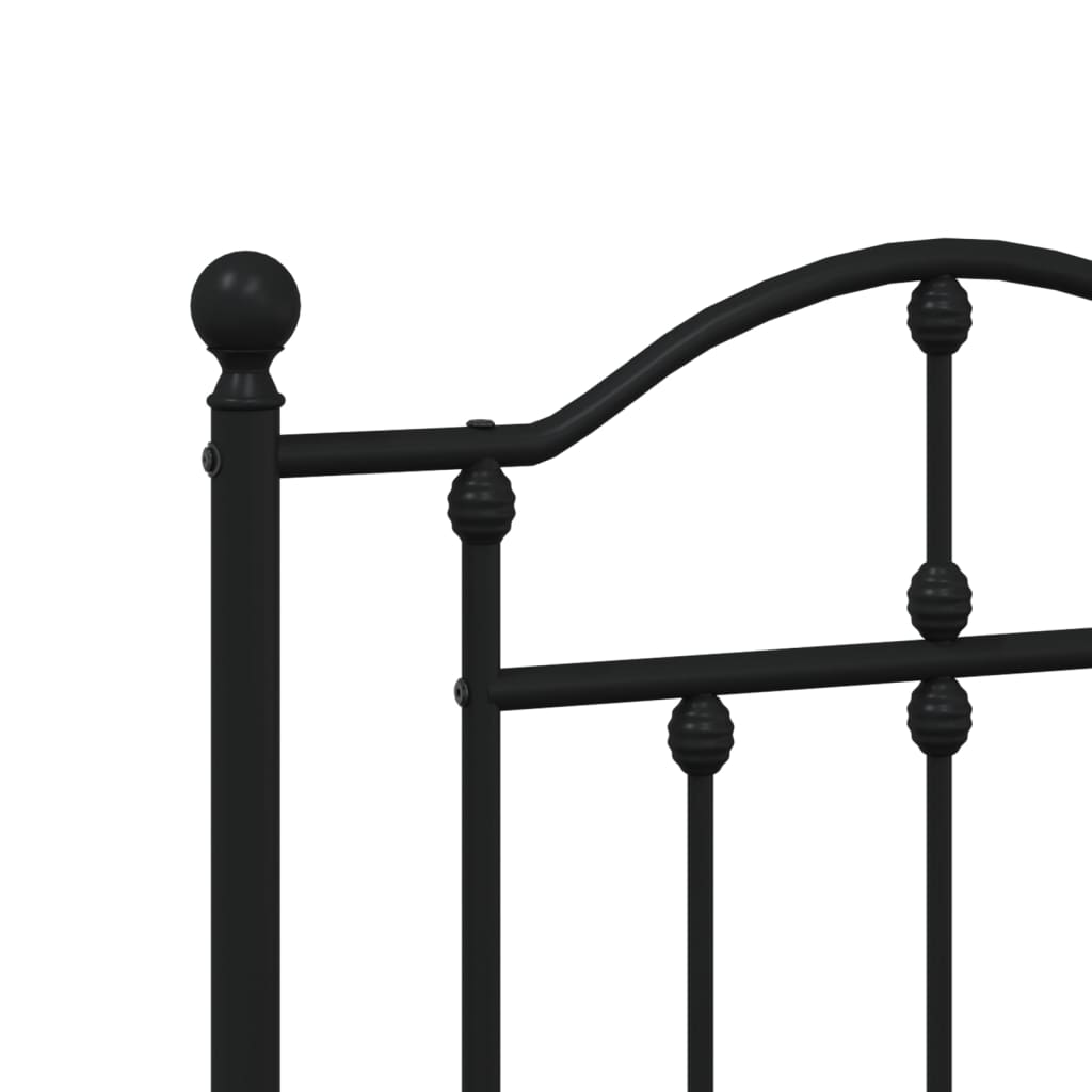 Metal Bed Frame without Mattress with Headboard Black 200x200cm - Heavenlybeds