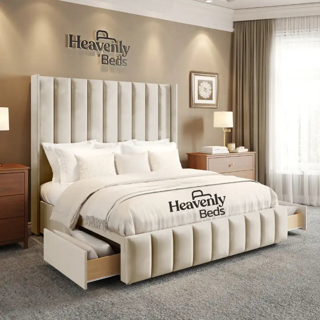 Aero Wingback Divan Bed With Drawer Storage - Heavenlybeds