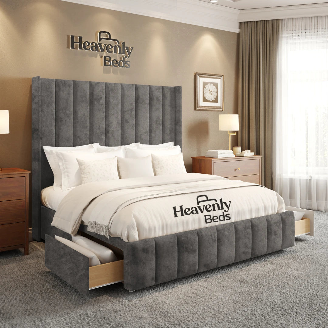 Aero Wingback Divan Bed With Drawer Storage - Heavenlybeds