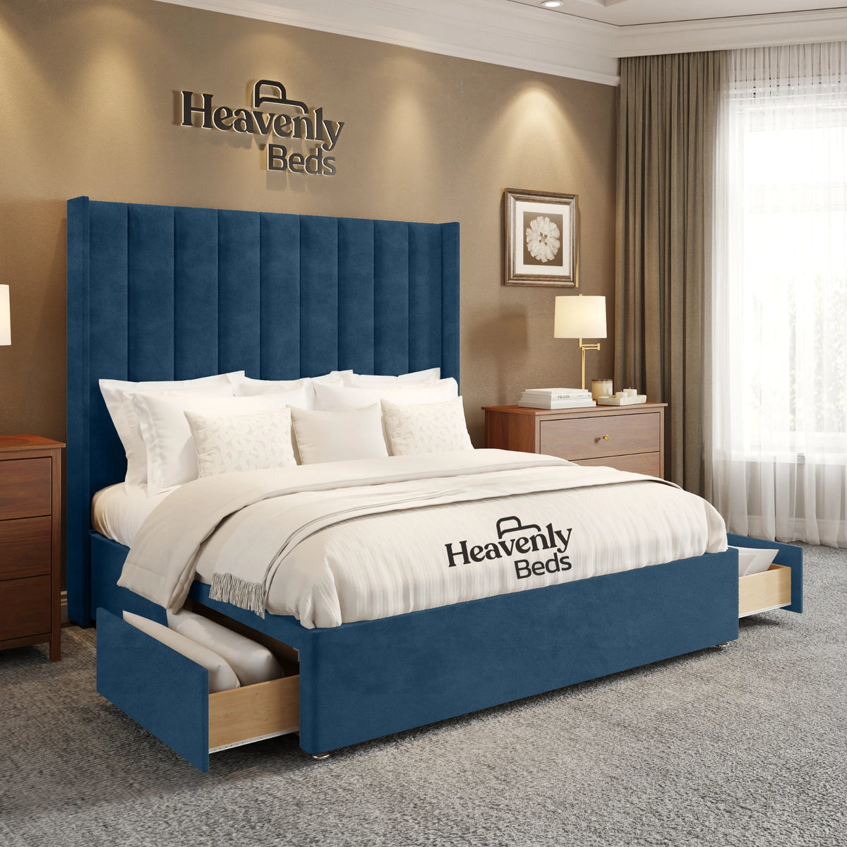 Anya Wingback Divan Bed With Drawer Storage - Heavenlybeds