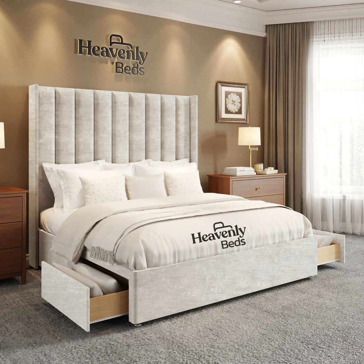 Anya Wingback Divan Bed With Drawer Storage - Heavenlybeds