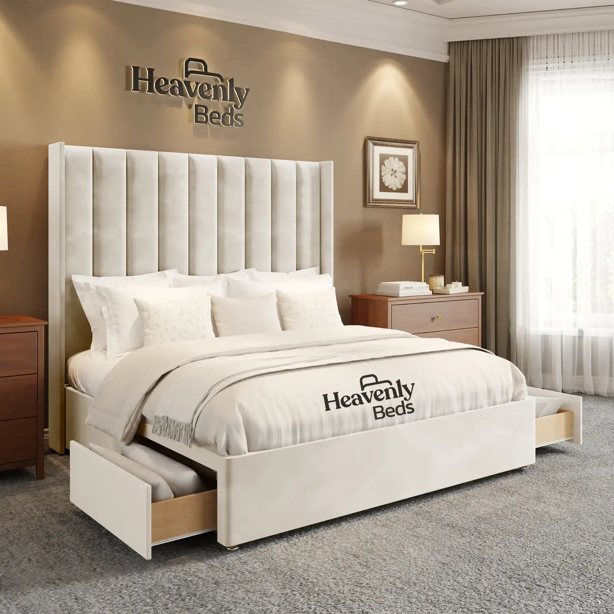 Anya Wingback Divan Bed With Drawer Storage - Heavenlybeds