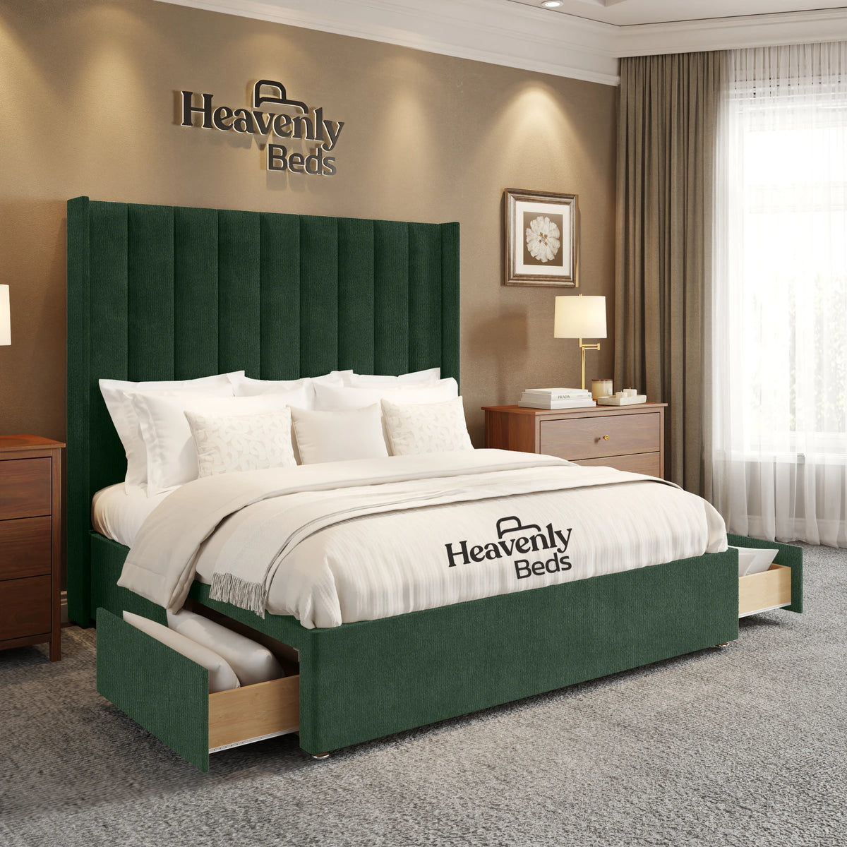 Anya Wingback Divan Bed With Drawer Storage - Heavenlybeds