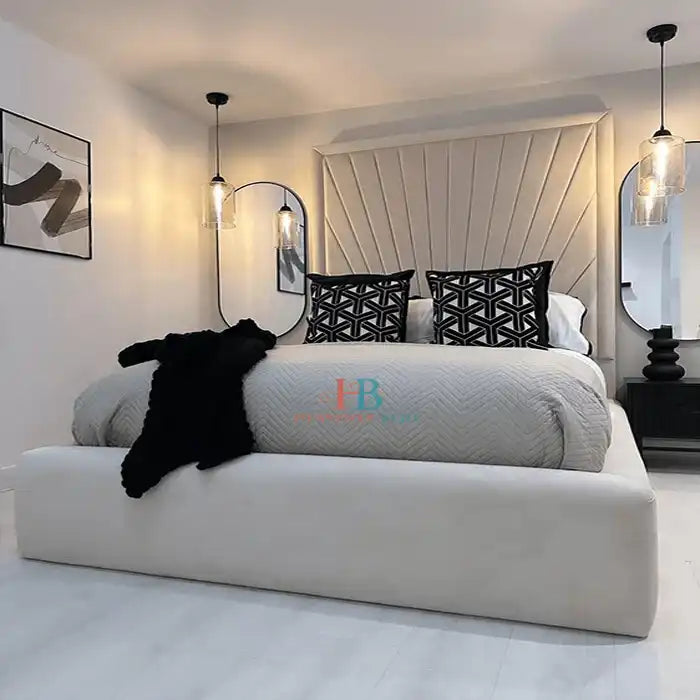 Paige Luxury Bed Frame Pictured With 80" Tall Headboard - Heavenlybeds
