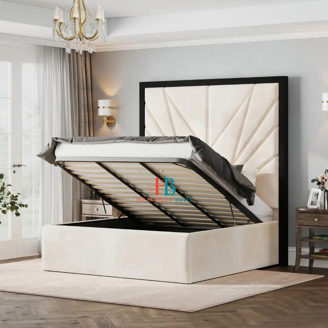 Harbor High Headboard Bed Frame with Black Border Edges - Heavenlybeds