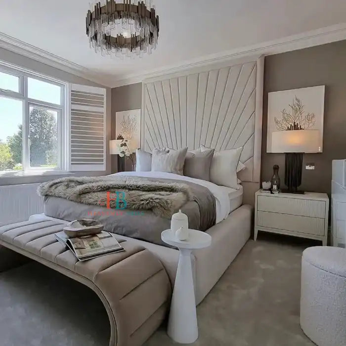 Paige Luxury Bed Frame Pictured With 80" Tall Headboard - Heavenlybeds