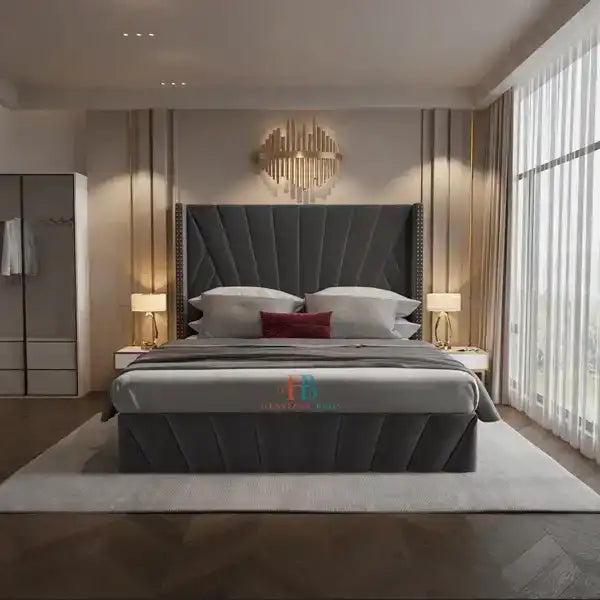 luxury bed frame in grey