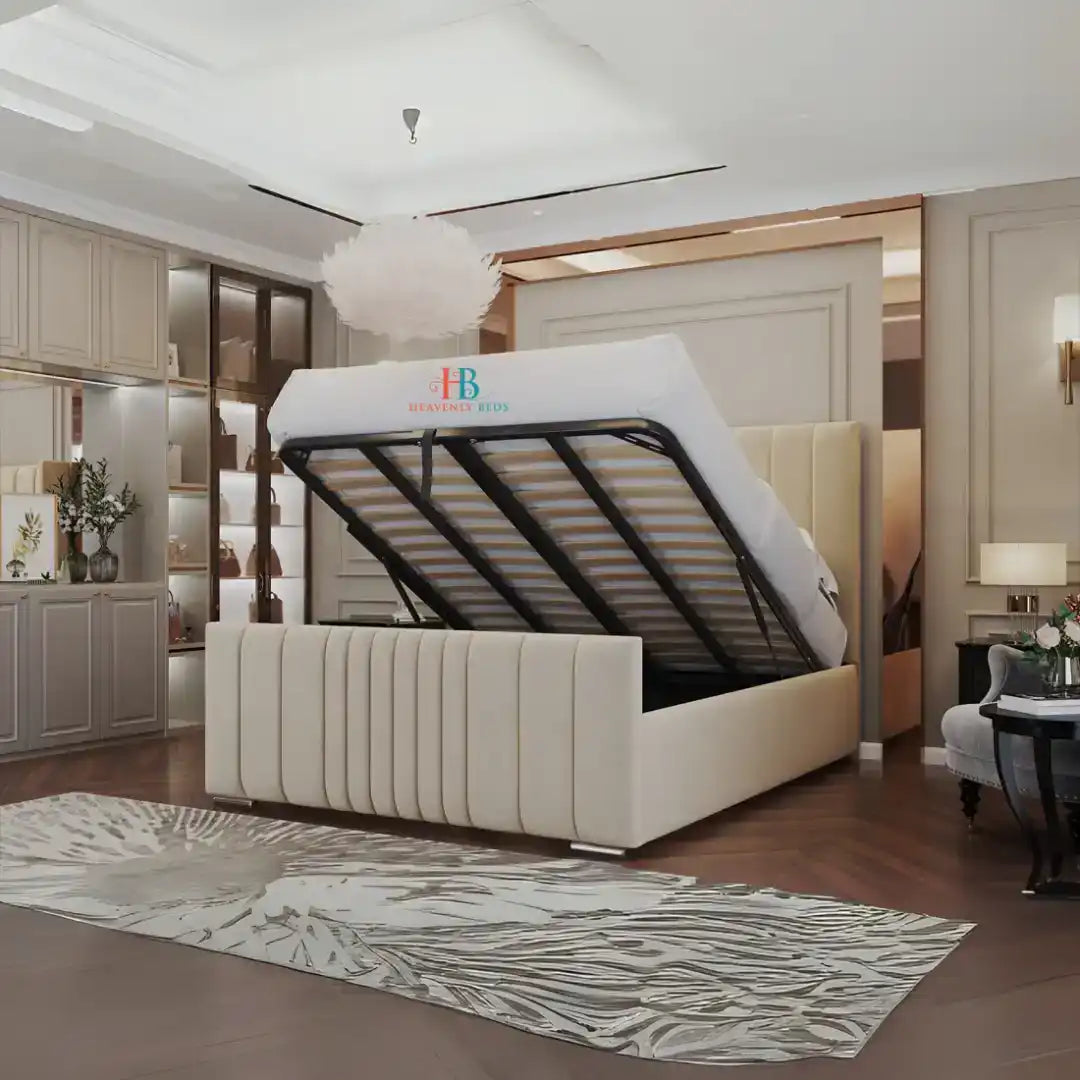 Bed frame with ottoman storage