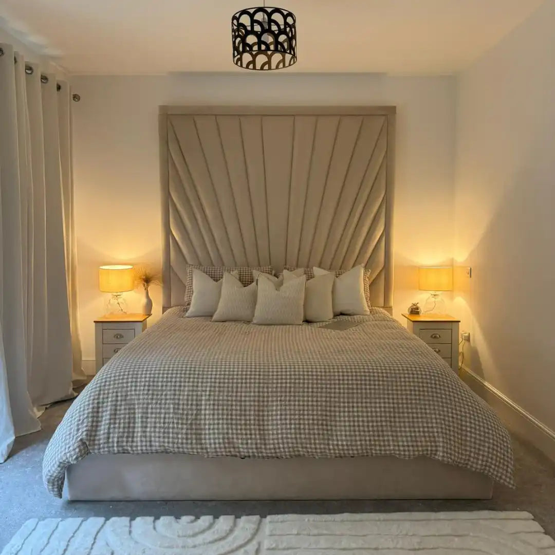 Paige Luxury Bed Frame Pictured With 80" Tall Headboard - Heavenlybeds