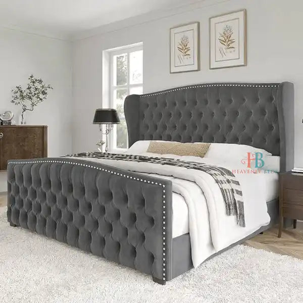 Wingback Bed Frame - 65" unique floor standing headboard