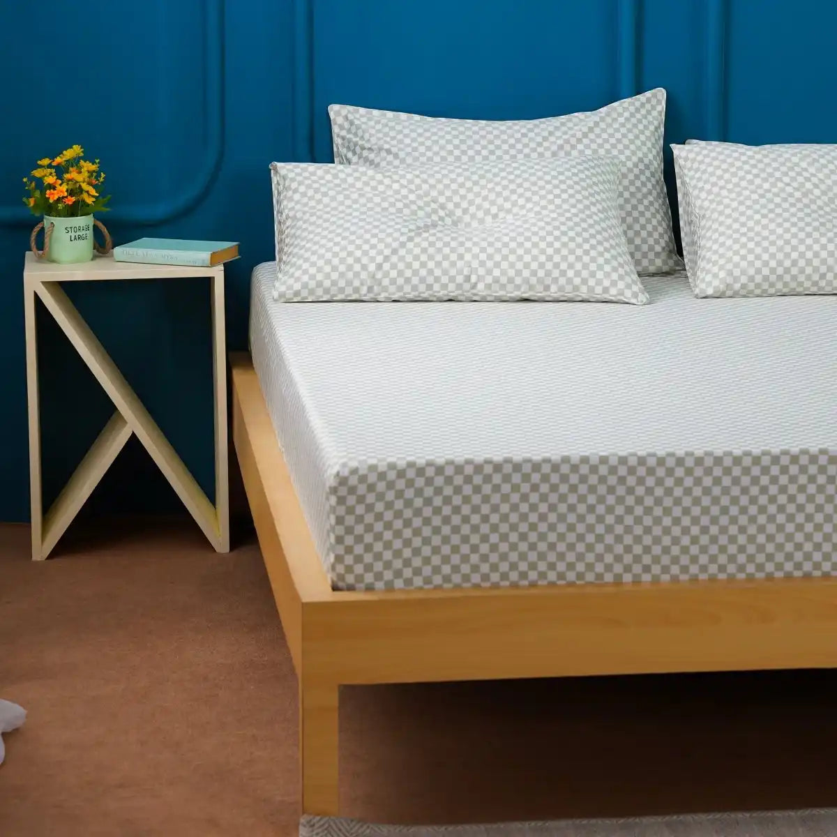 Ackly Bamboo - Sage Green Checkerboard Fitted Sheet