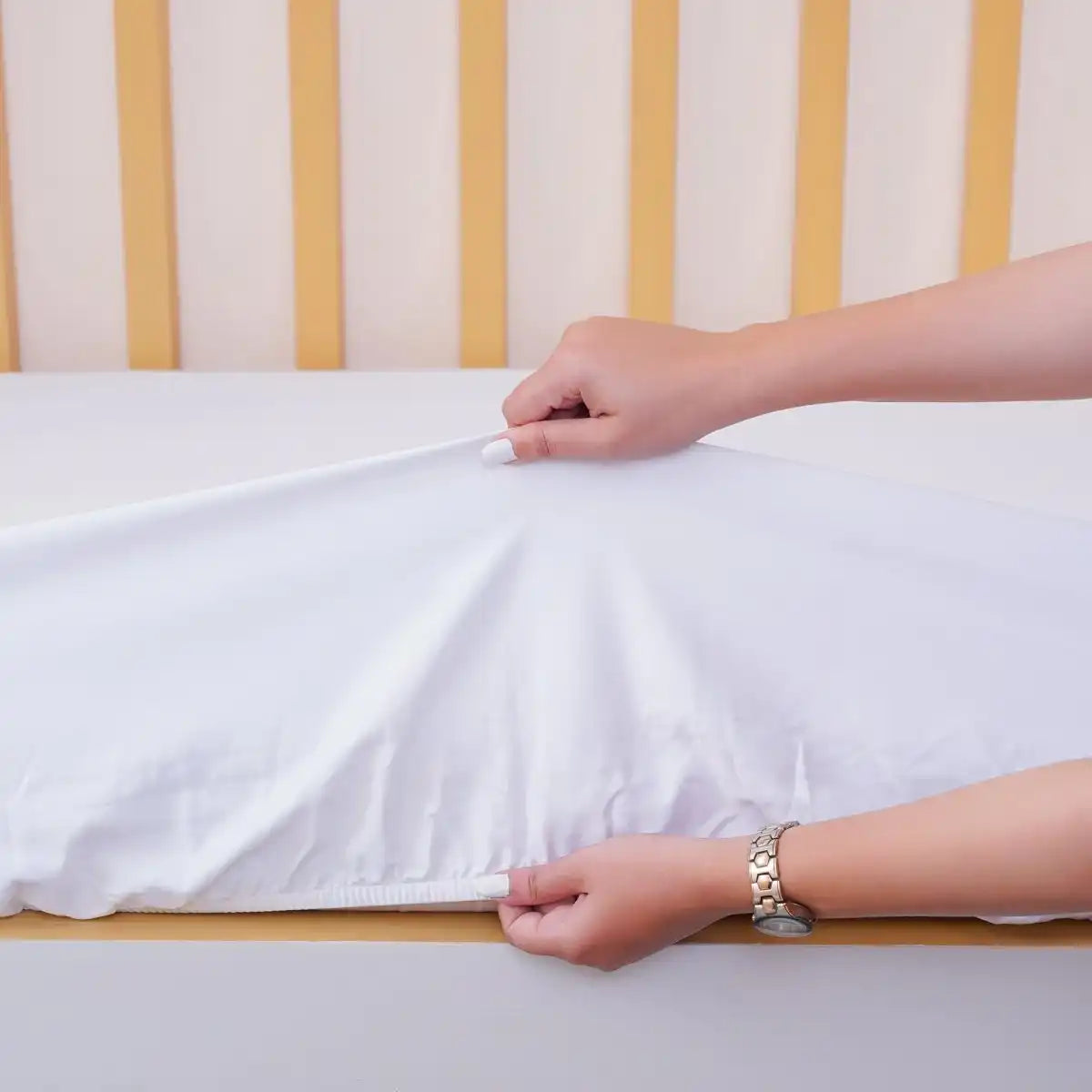 Ackly Bamboo - White Cot Bed Size Fitted Sheet