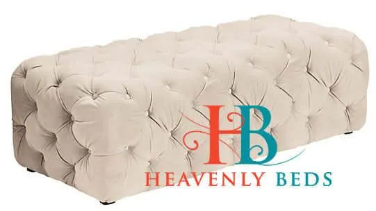 Chesterfield Pouffe Footstool in cream plush