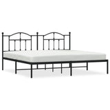 Metal Bed Frame without Mattress with Headboard Black 200x200cm
