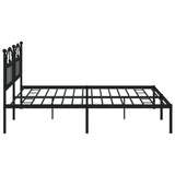 Metal Bed Frame without Mattress with Headboard Black 200x200cm