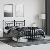 Metal Bed Frame without Mattress with Footboard Black 150x200cm