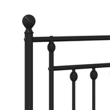 Metal Bed Frame without Mattress with Footboard Black 150x200cm