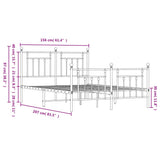 Metal Bed Frame without Mattress with Footboard Black 150x200cm