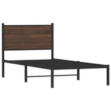 Metal Bed Frame without Mattress Brown Oak 90x190 cm Single