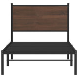 Metal Bed Frame without Mattress Brown Oak 90x190 cm Single