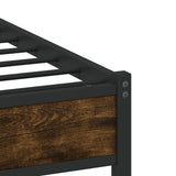 Metal Bed Frame without Mattress Smoked Oak 137x190 cm