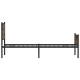 Metal Bed Frame without Mattress Smoked Oak 100x200 cm