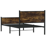 Metal Bed Frame without Mattress Smoked Oak 100x200 cm