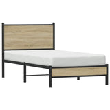 Metal Bed Frame without Mattress Sonoma Oak 75x190 cm Small Single