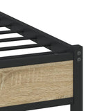 Metal Bed Frame without Mattress Sonoma Oak 75x190 cm Small Single