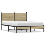 Metal Bed Frame without Mattress Sonoma Oak 137x190 cm