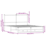 Metal Bed Frame without Mattress Sonoma Oak 140x190 cm