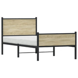 Metal Bed Frame without Mattress Sonoma Oak 75x190 cm Small Single