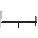 Metal Bed Frame without Mattress Sonoma Oak 75x190 cm Small Single