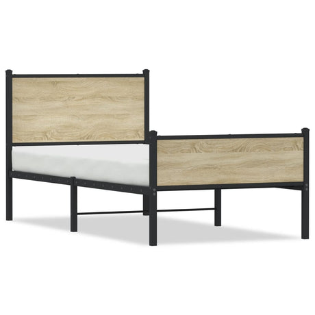 Metal Bed Frame without Mattress Sonoma Oak 90x200 cm