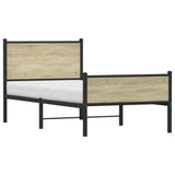Metal Bed Frame without Mattress Sonoma Oak 100x190 cm