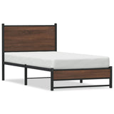 Metal Bed Frame without Mattress Brown Oak 75x190 cm Small Single
