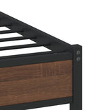 Metal Bed Frame without Mattress Brown Oak 90x200 cm
