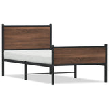 Metal Bed Frame without Mattress Brown Oak 75x190 cm Small Single