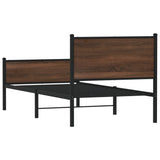 Metal Bed Frame without Mattress Brown Oak 75x190 cm Small Single