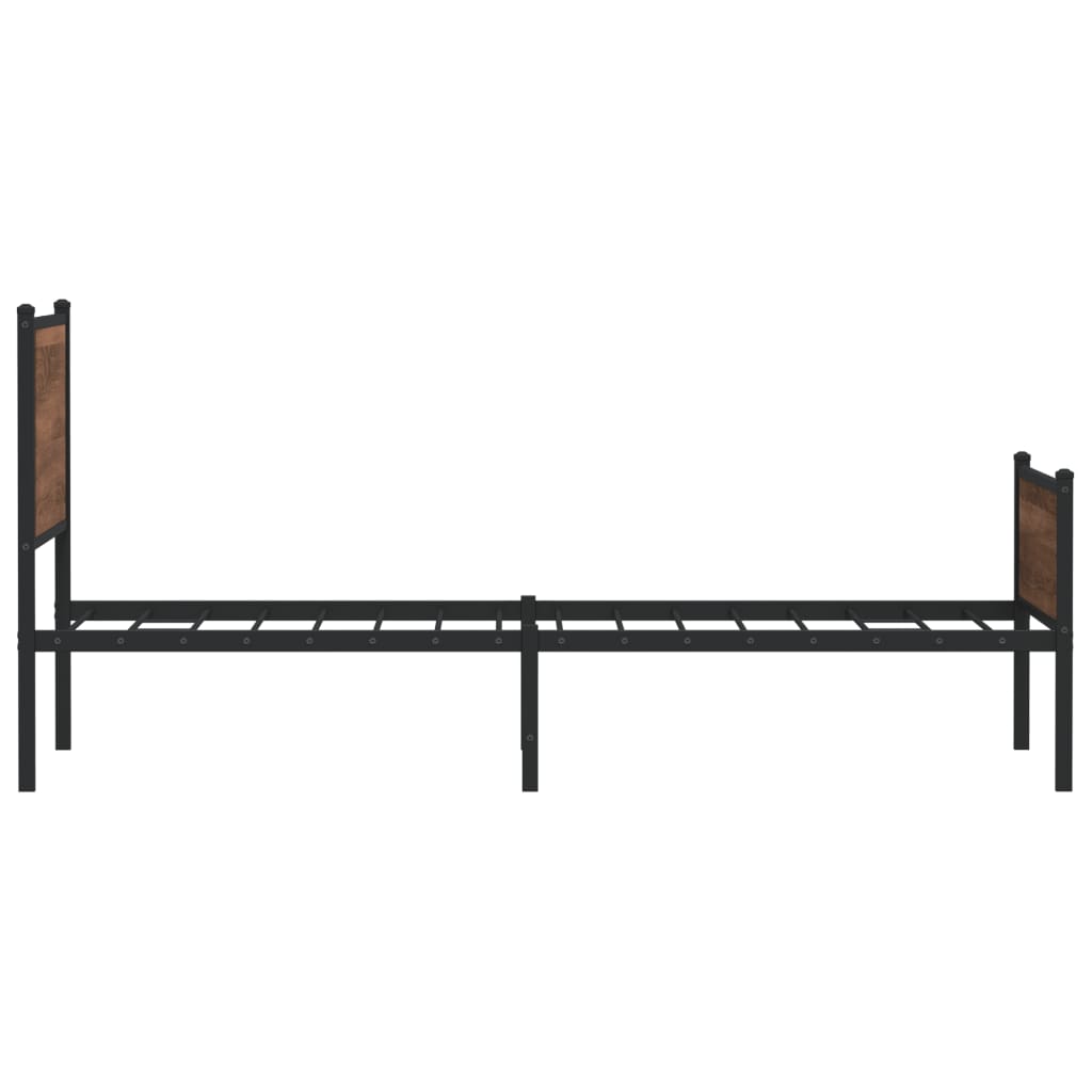 Metal Bed Frame without Mattress Brown Oak 100x190 cm