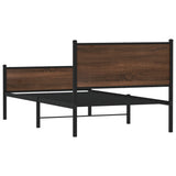 Metal Bed Frame without Mattress Brown Oak 100x190 cm