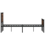 Metal Bed Frame without Mattress Brown Oak 120x190 cm Small Double