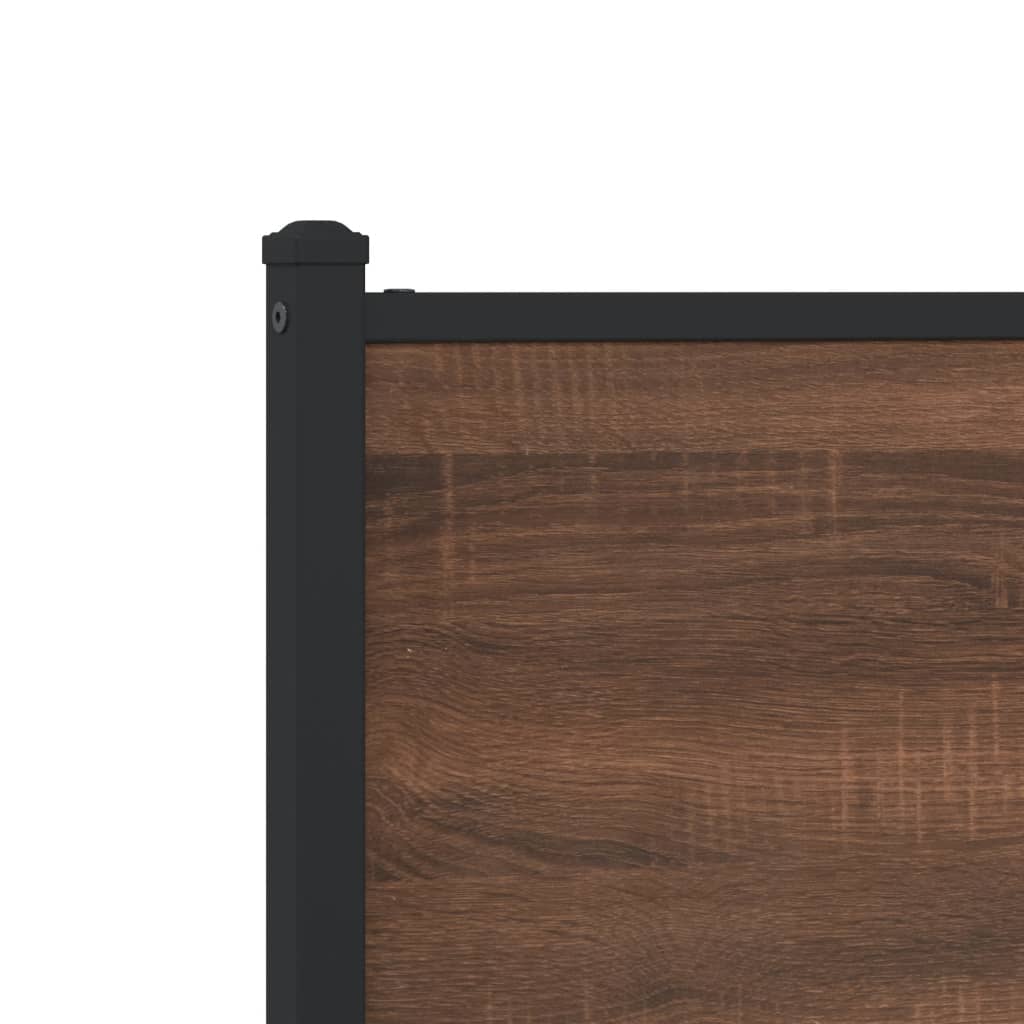 Metal Bed Frame without Mattress Brown Oak 120x190 cm Small Double