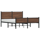 Metal Bed Frame without Mattress Brown Oak 140x200 cm