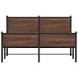 Metal Bed Frame without Mattress Brown Oak 140x200 cm