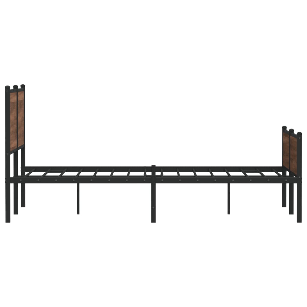 Metal Bed Frame without Mattress Brown Oak 140x200 cm
