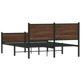 Metal Bed Frame without Mattress Brown Oak 140x200 cm