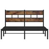 Metal Bed Frame without Mattress Smoked Oak 140x190 cm