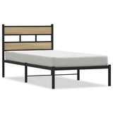 Metal Bed Frame without Mattress Sonoma Oak 75x190 cm Small Single