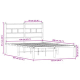 Metal Bed Frame without Mattress Sonoma Oak 120x200 cm